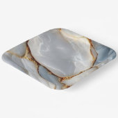 Luxury White Blue Marble & Gold Veins Agate Stone ペーパープレート (傾斜あり)