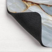 Luxury White Blue Marble & Gold Veins Agate Stone  マウスパッド (コーナー)