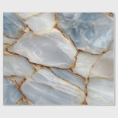 Luxury White Blue Marble & Gold Veins Agate Stone ラッピングペーパー (フラット)