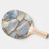 Luxury White Blue Marble & Gold Veins Agate Stone  卓球ラケット (横)