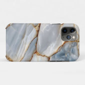 Luxury White Blue Marble & Gold Veins Agate Stone Case-Mate iPhoneケース (裏面(横))