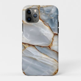 Luxury White Blue Marble & Gold Veins Agate Stone iPhone 11 Proケース