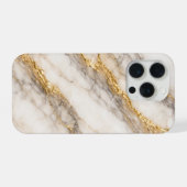 Luxury White Calacatta Marble with Gold Veins iPhoneケース (裏面横)