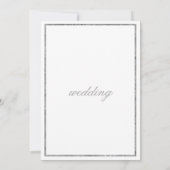 Luxury white classic script silver glitter wedding 招待状 (裏面)