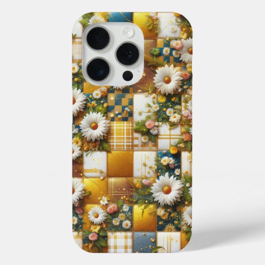Luxury White Daisy & Gold Geometric Phone Case  Case-Mate iPhoneケース (裏面)