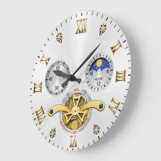 Luxury White Elegant Automatic ラージ壁時計 (傾斜)