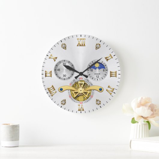 Luxury White Elegant Automatic ラージ壁時計 (ホーム)