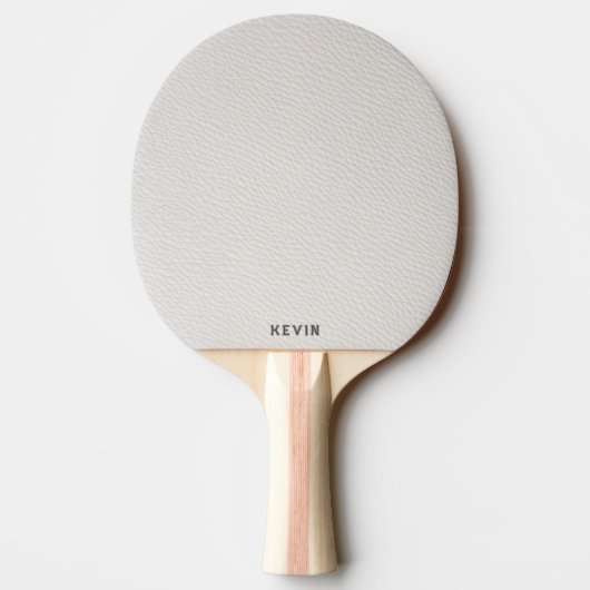 Luxury White Faux Leather Gray Monogram 卓球ラケット (裏面)