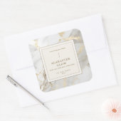 Luxury White Gold Agate Elegant Beige Candle Label スクエアシール (封筒)