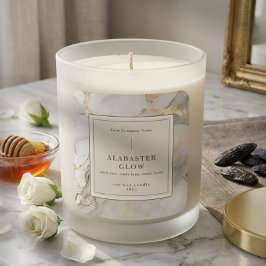 Luxury White Gold Agate Elegant Beige Candle Label スクエアシール