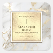 Luxury White Gold Agate Elegant Shiny Candle Label スクエアシール (正面)