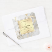 Luxury White Gold Agate Elegant Shiny Candle Label スクエアシール (封筒)