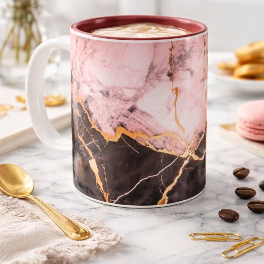 Luxury White &Gold&black Marble Coffee Mug  ツートーンマグカップ