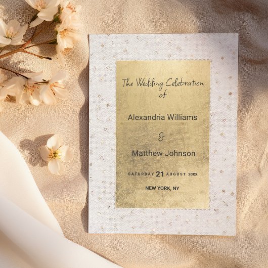 Luxury white gold chic sequins Wedding Program プログラム