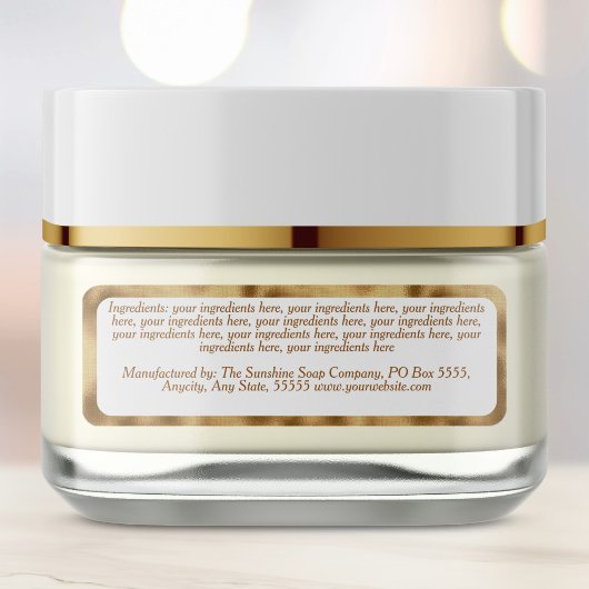 Luxury white gold cosmetics jar ingredients label  ラベル