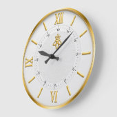 Luxury White & Gold Elegant Minimalist ラージ壁時計 (傾斜)