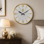 Luxury White & Gold Elegant Minimalist ラージ壁時計