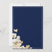 Luxury white gold floral navy blue Bridal Shower 招待状 (裏面)