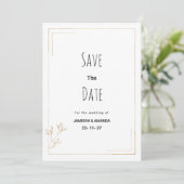 Luxury white gold geometric floral Save The Date 招待状 (スタンド正面)