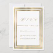 Luxury white gold geometric frame RSVP 招待状 (正面)