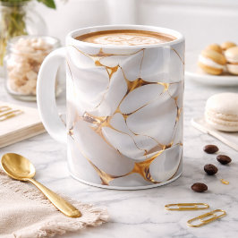 Luxury White & Gold Marble コーヒーマグ – エレガントな美 コーヒーマグカップ