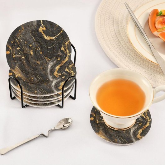 Luxury White & Gold Marble Coaster – Elegant Aesth コースター