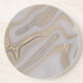 Luxury White & Gold Marble Coaster – Elegant Aesth コースター (正面)