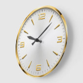 Luxury White & Gold Minimalist Modern Gold Accent ラージ壁時計 (傾斜)