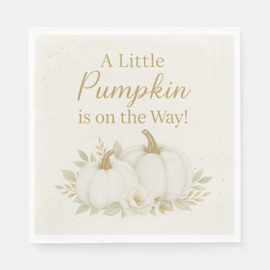 Luxury White & Gold Pumpkin Baby Shower Napkin スタンダードランチョンナプキン (正面)