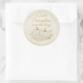 Luxury White & Gold Pumpkin Round Sticker | Fall B ラウンドシール (バッグ)