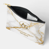 Luxury White Marble Gold Monogram Real Estate アクセサリーポーチ (見開き)