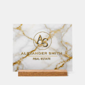 Luxury White Marble Gold Monogram Real Estate アクリルサイン (正面)