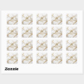 Luxury White Marble Gold Monogram Real Estate スクエアシール (シート)