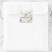 Luxury White Marble Gold Monogram Real Estate スクエアシール (バッグ)