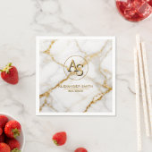 Luxury White Marble Gold Monogram Real Estate  スタンダードカクテルナプキン (インサイチュ)