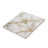Luxury White Marble Gold Monogram Real Estate タイル (側面)