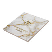 Luxury White Marble Gold Monogram Real Estate タイル (側面)