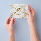 Luxury White Marble Gold Monogram Real Estate チラシ (手)