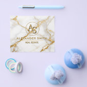 Luxury White Marble Gold Monogram Real Estate チラシ (シングル)
