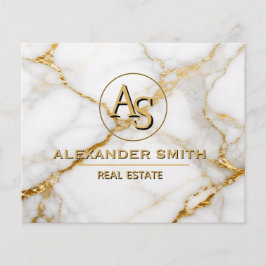 Luxury White Marble Gold Monogram Real Estate チラシ