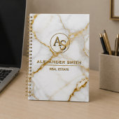Luxury White Marble Gold Monogram Real Estate プランナー手帳