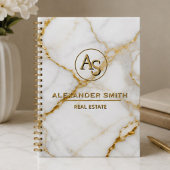 Luxury White Marble Gold Monogram Real Estate プランナー手帳