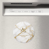 Luxury White Marble Gold Monogram Real Estate マグネット (インサイチュ (食洗機))