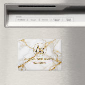 Luxury White Marble Gold Monogram Real Estate マグネット (インサイチュ (食洗機))