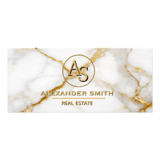 Luxury White Marble Gold Monogram Real Estate  ラックカード