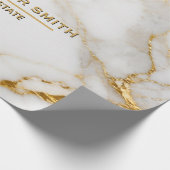 Luxury White Marble Gold Monogram Real Estate ラッピングペーパー (角)