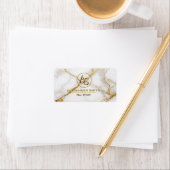 Luxury White Marble Gold Monogram Real Estate ラベル (インサイチュ)