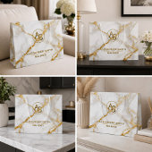 Luxury White Marble Gold Monogram Real Estate ラージペーパーバッグ