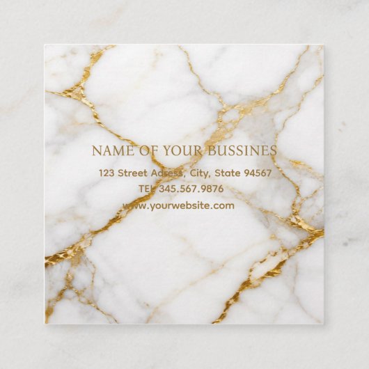 Luxury White Marble Gold Monogram Real Estate  予約カード (裏面)
