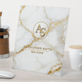 Luxury White Marble Gold Monogram Real Estate 台座サイン (インサイチュ)